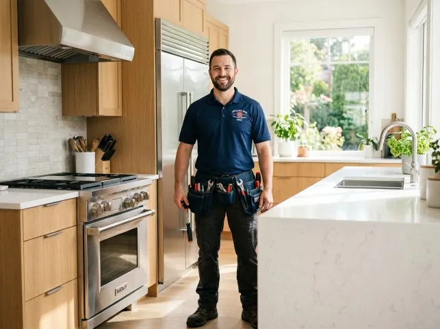 Appliance Repair Hero technician in a Ansonia, CT kitchen after an appliance repair